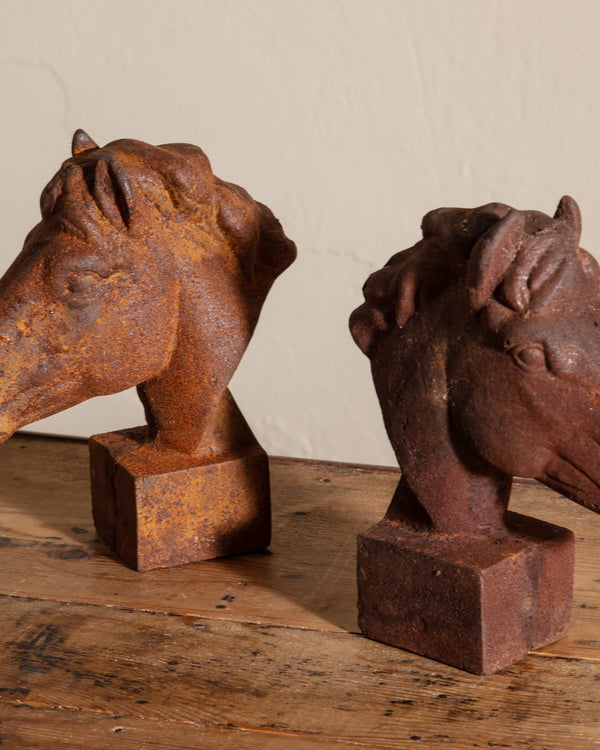 Cast Iron Horse Head Statue w/ Rust Patina - Lone Fox