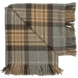 Highland Tartan Tweed Merino Wool Throw - Acorn
