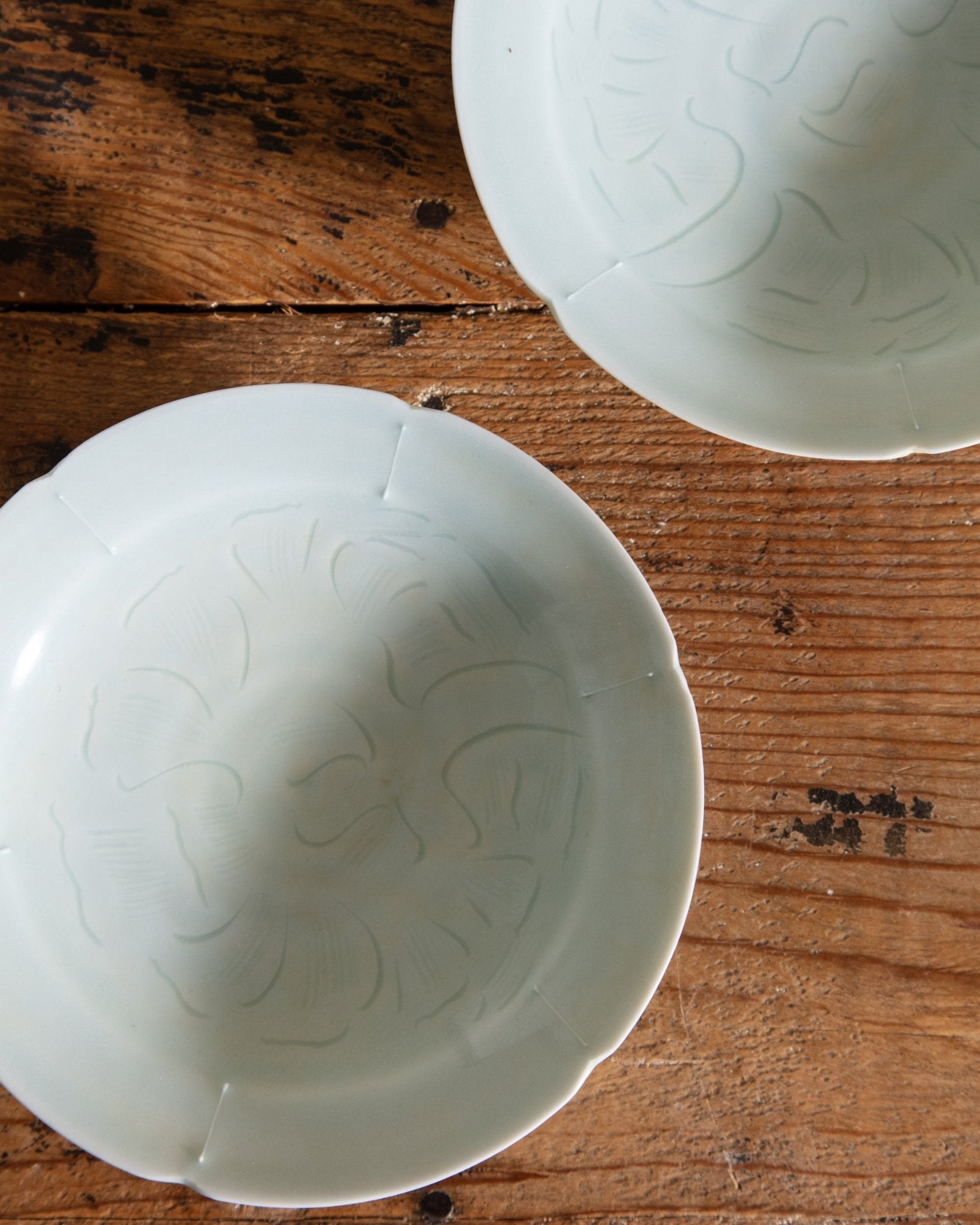 Celadon Porcelain Small Peony Dish - Lone Fox