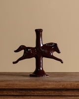 Ceramic Dala Horse Candlestick Holder in Dark Chocolate - Lone Fox
