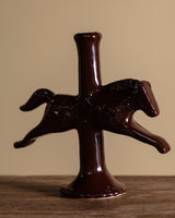 Ceramic Dala Horse Candlestick Holder in Dark Chocolate - Lone Fox