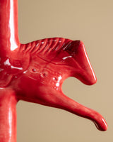 Ceramic Dala Horse Candlestick Holder in Ruby Red - Lone Fox