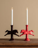 Ceramic Dala Horse Candlestick Holder in Ruby Red - Lone Fox