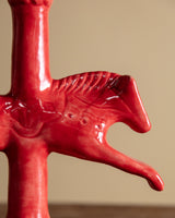 Ceramic Dala Horse Candlestick Holder in Ruby Red - Lone Fox