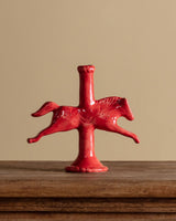 Ceramic Dala Horse Candlestick Holder in Ruby Red - Lone Fox