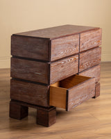 Cerused Dark Oak Six-Drawer Dresser, France, 1950's - Lone Fox