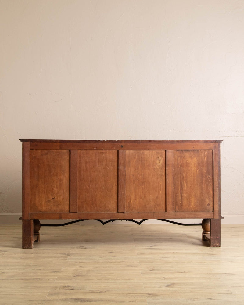 Cerused Oak Crest Sideboard w/ Iron Stretcher, France, 1940's - Lone Fox