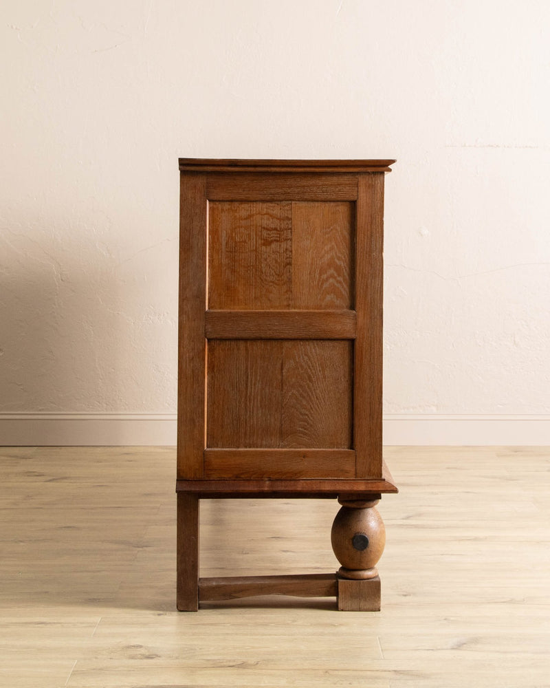 Cerused Oak Crest Sideboard w/ Iron Stretcher, France, 1940's - Lone Fox