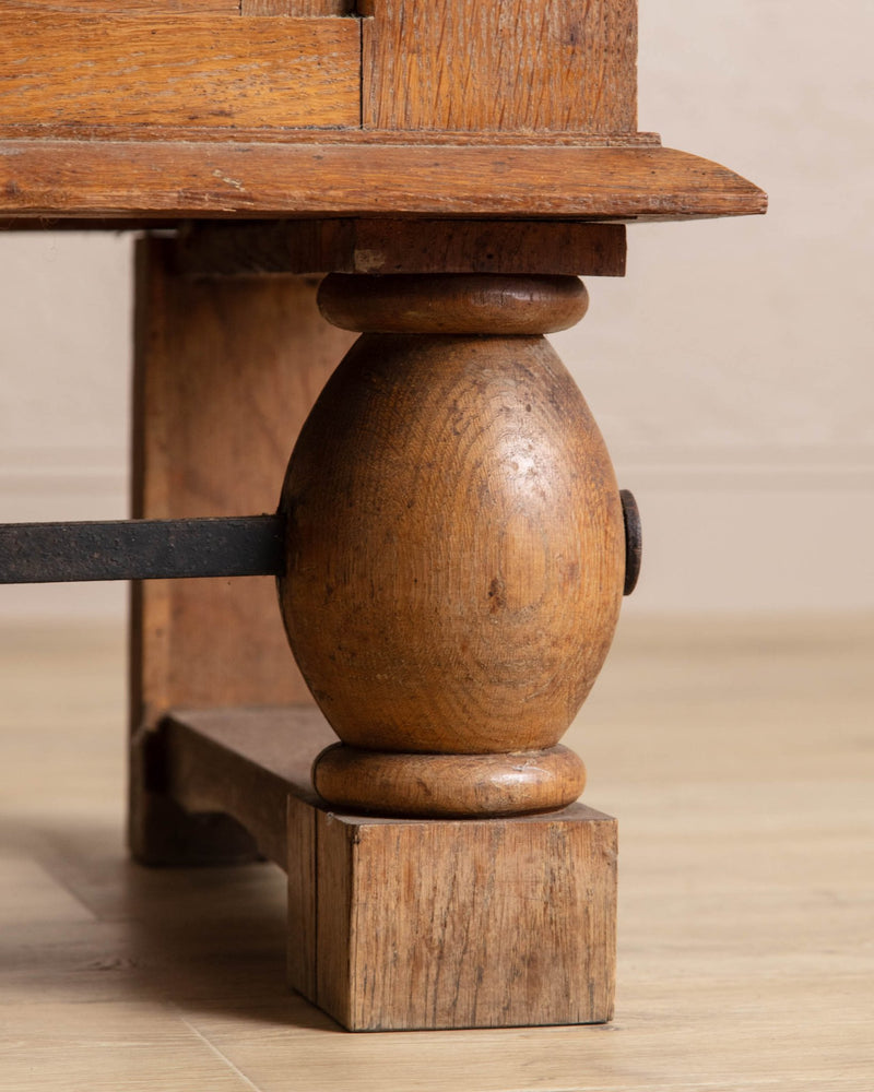 Cerused Oak Crest Sideboard w/ Iron Stretcher, France, 1940's - Lone Fox