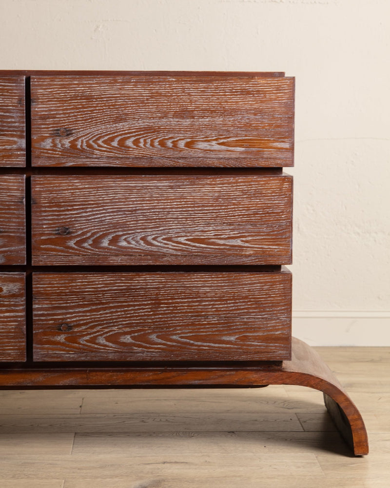 Cerused Oak Dresser on Arched Base, Manner of Paul Frankl, 1950's - Lone Fox