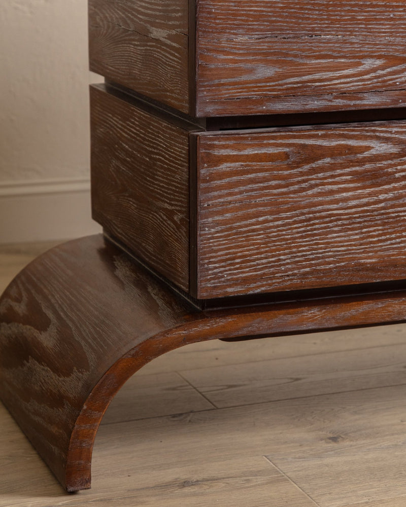 Cerused Oak Dresser on Arched Base, Manner of Paul Frankl, 1950's - Lone Fox