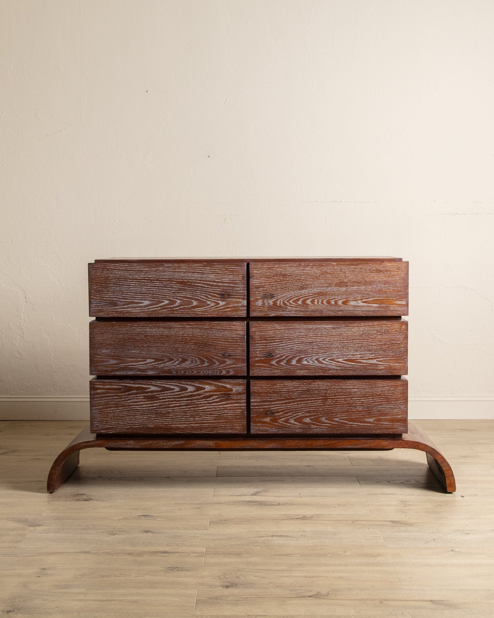 Cerused Oak Dresser on Arched Base, Manner of Paul Frankl, 1950's - Lone Fox