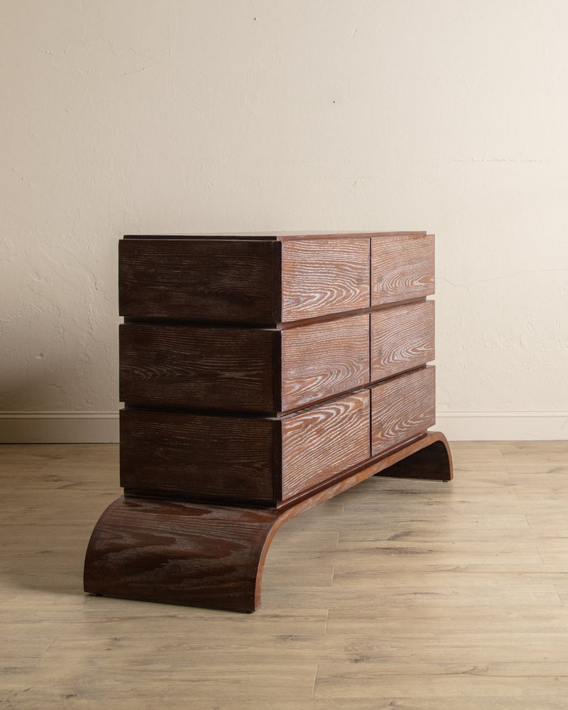 Cerused Oak Dresser on Arched Base, Manner of Paul Frankl, 1950's - Lone Fox