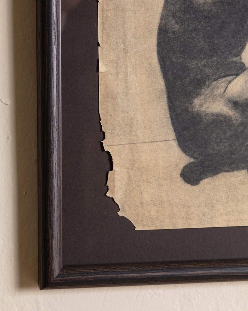 Charcoal Figure Drawing by Karen Ann Nelson in Dark Wood Frame, 1970's - Lone Fox