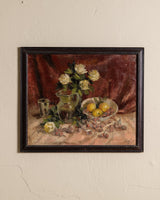 Cherries & Lemons Still Life Impasto Oil Painting, France, 1950's - Lone Fox