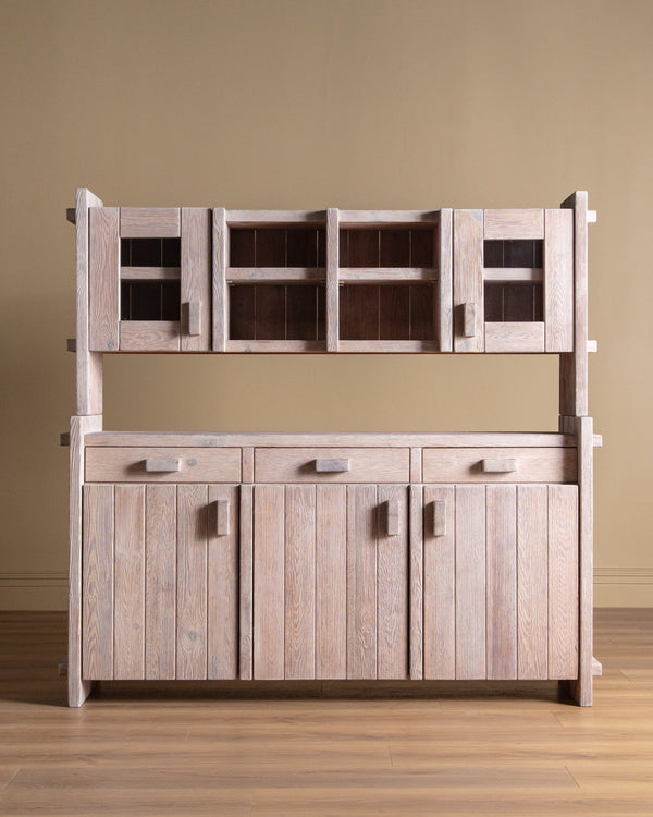 Christian IV Whitewashed Pine Sideboard Hutch by Hans Frydendal, 1970's - Lone Fox