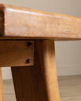 Chunky Brutalist Oak Octagonal Coffee Table w/ Slab Top, France, 1960's - Lone Fox