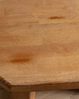 Chunky Brutalist Oak Octagonal Coffee Table w/ Slab Top, France, 1960's - Lone Fox