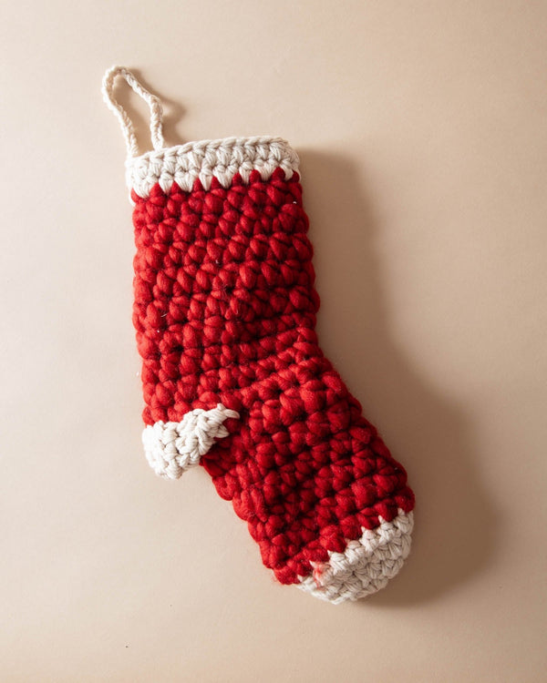 Chunky Red Crochet Stocking - Lone Fox