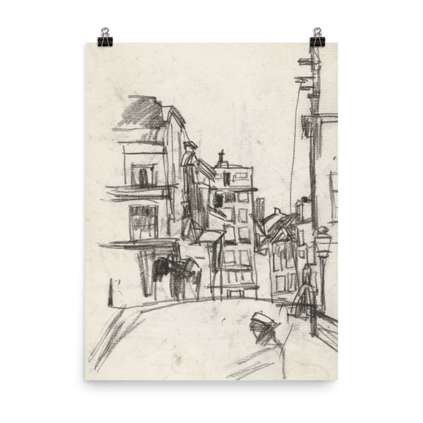 "City Sketch in Pencil" Art Print - Lone Fox