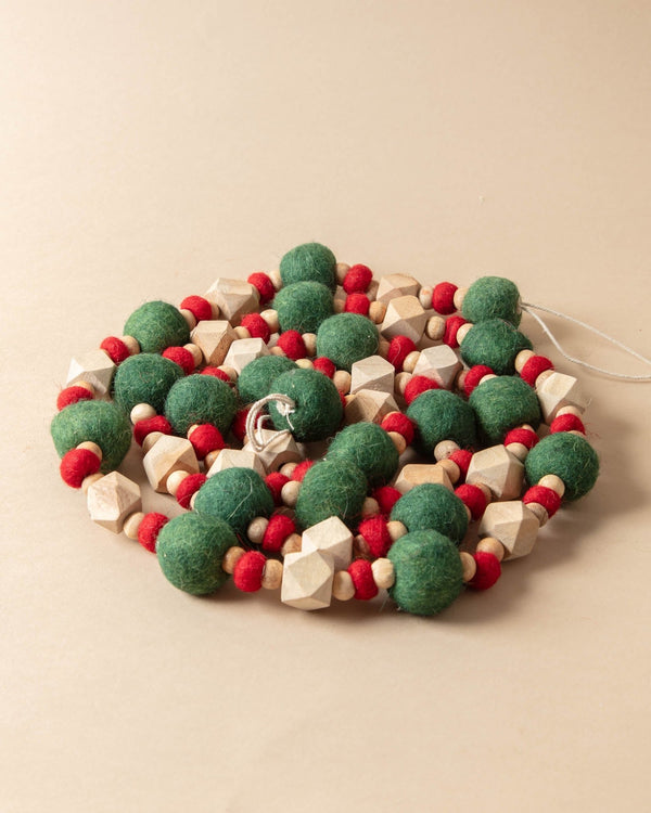 Classic Wool Felt Ball Beaded Garland - Lone Fox