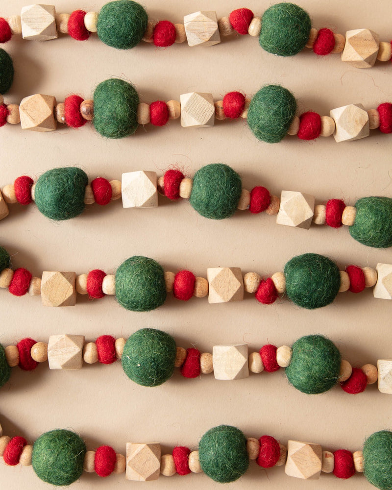 Classic Wool Felt Ball Beaded Garland - Lone Fox