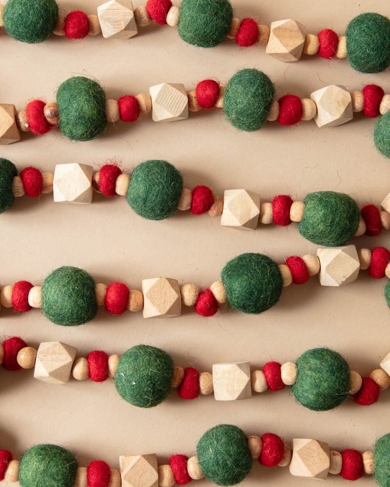 Classic Wool Felt Ball Beaded Garland - Lone Fox