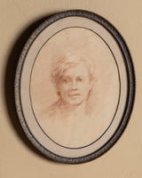Classical Male Pencil Portrait in Oval Frame, France - Lone Fox