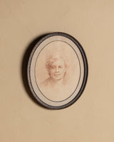 Classical Male Pencil Portrait in Oval Frame, France - Lone Fox