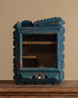 Cobalt Painted Tramp Art Wall Cabinet, American, 1900's - Lone Fox
