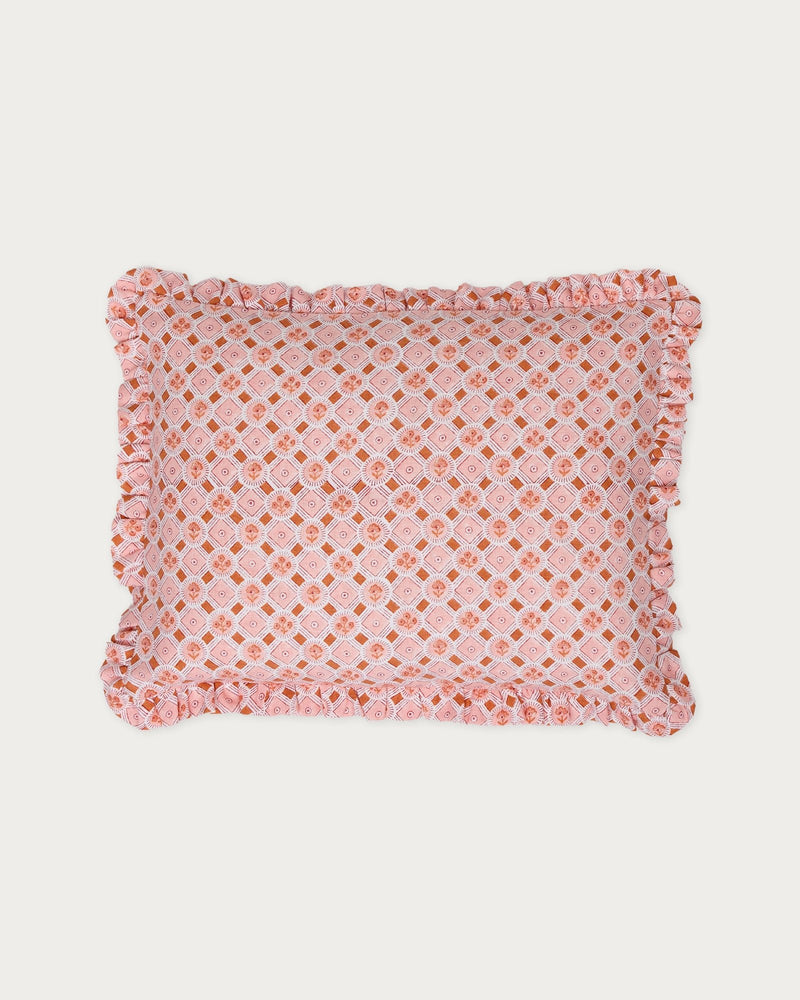 Constance Block Print Ruffled Pillow Cover - Lone Fox