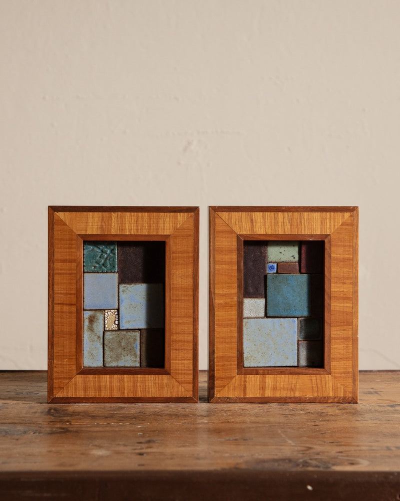 Contemporary Stoneware Tiles in Walnut Frame by Colin Kennedy 1 - Lone Fox