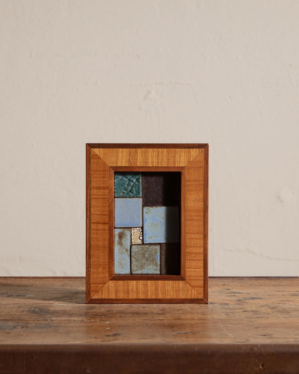 Contemporary Stoneware Tiles in Walnut Frame by Colin Kennedy 1 - Lone Fox