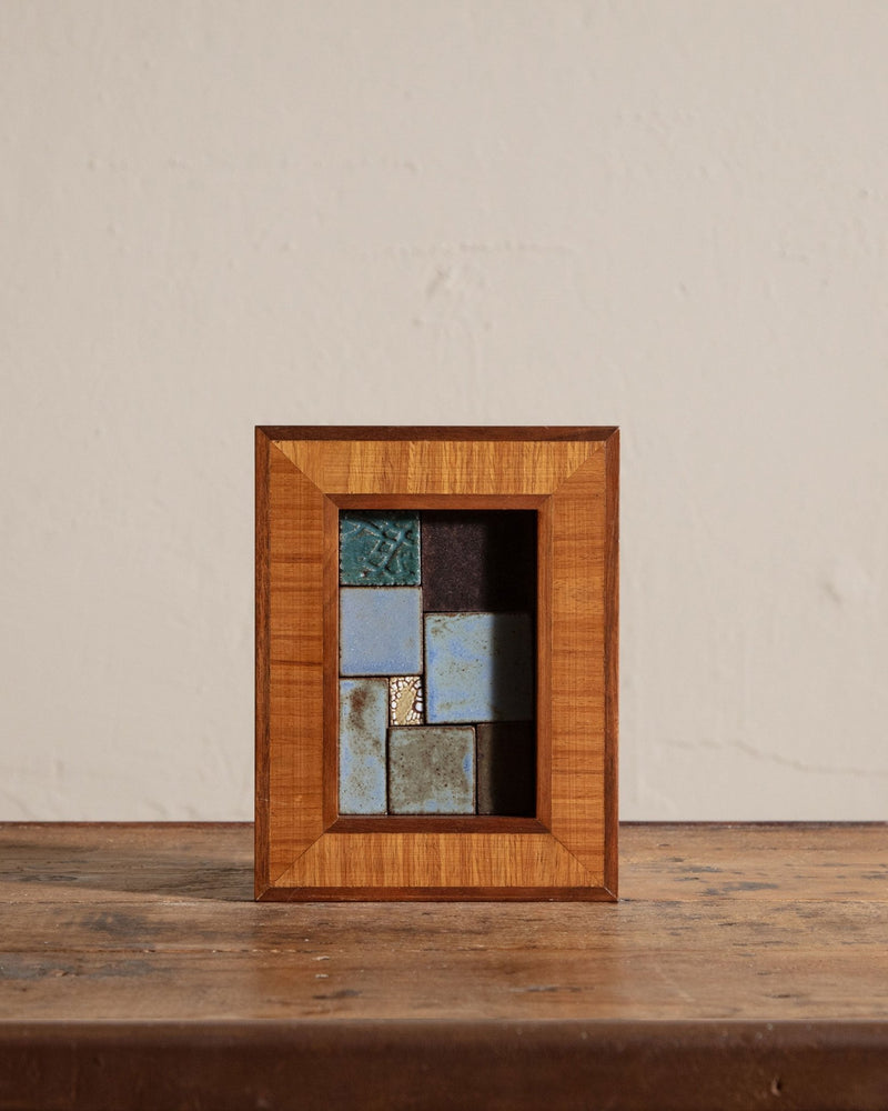 Contemporary Stoneware Tiles in Walnut Frame by Colin Kennedy 1 - Lone Fox