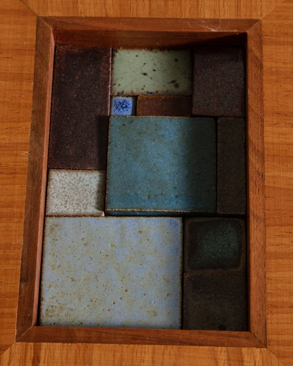 Contemporary Stoneware Tiles in Walnut Frame by Colin Kennedy 2 - Lone Fox
