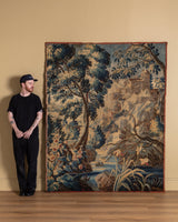 Continental Verdure Tapestry w/ Castle Scene, Europe, 17th Century - Lone Fox
