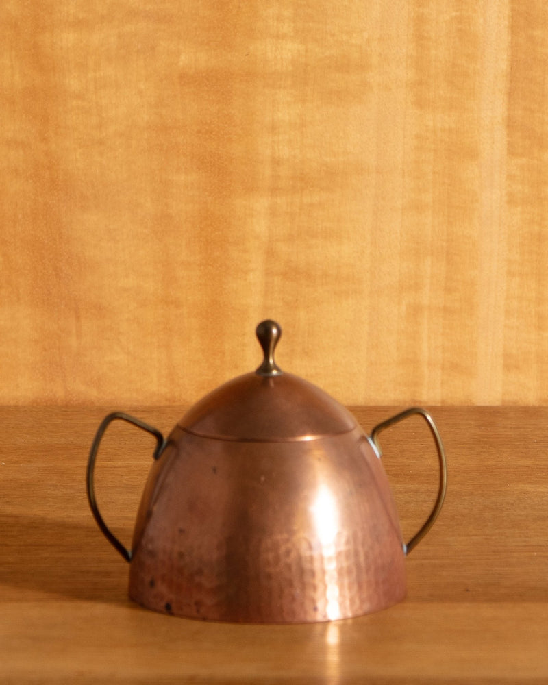 Copper & Brass Coffee Service w/ Rattan Handle, Swedish, 1950's - Lone Fox