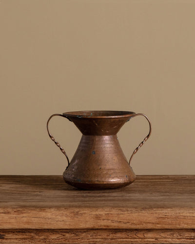 Copper Hammered Vase w/ Twisted Handles - Lone Fox