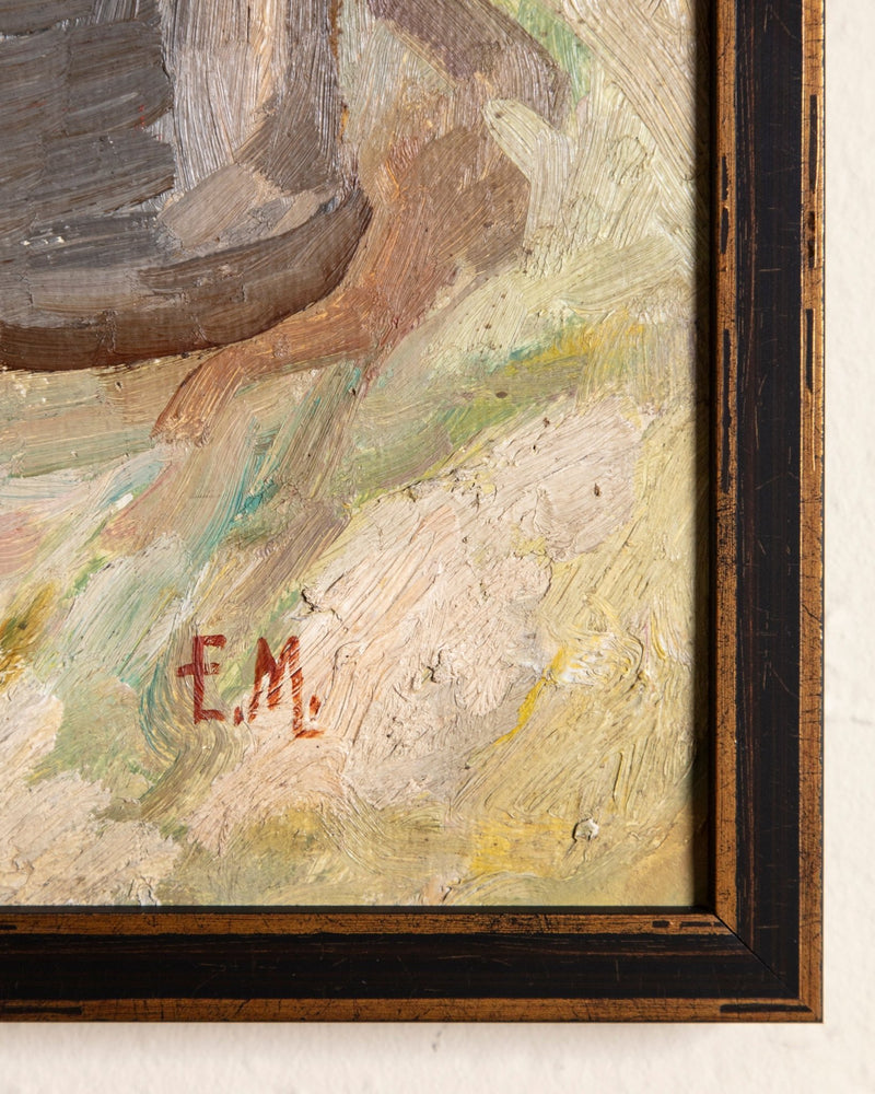 Copper Pot Still Life Oil Painting in Gilt Painted Frame, Europe, 1980's - Lone Fox