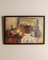 Copper Pot Still Life Oil Painting in Gilt Painted Frame, Europe, 1980's - Lone Fox