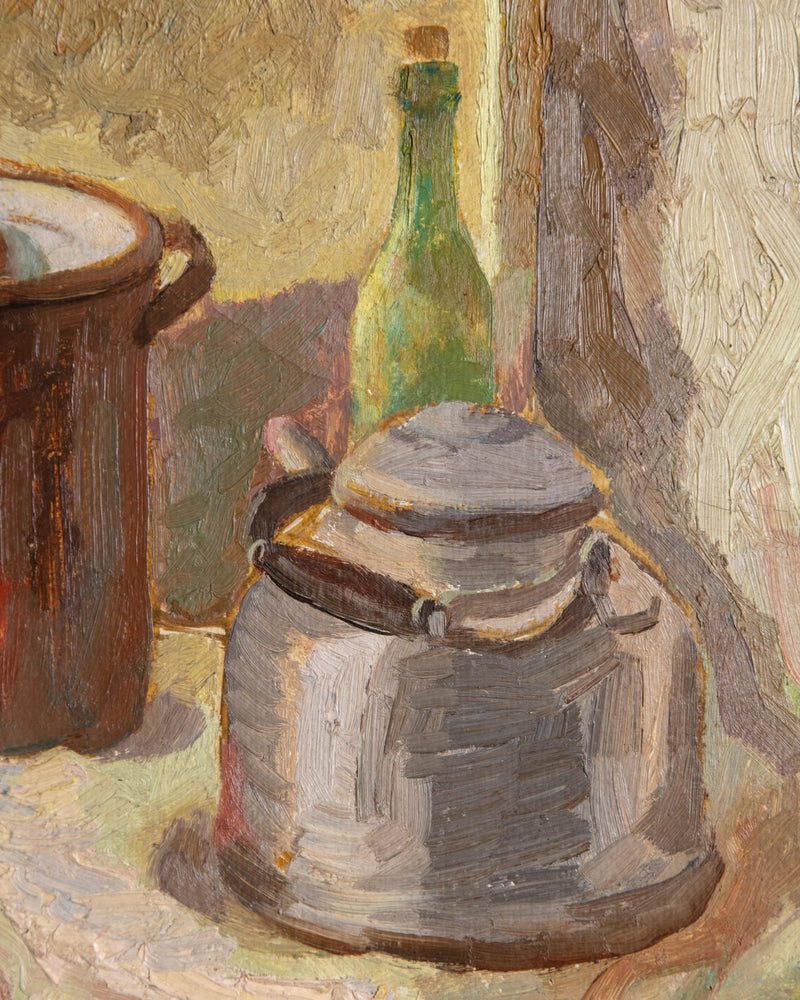 Copper Pot Still Life Oil Painting in Gilt Painted Frame, Europe, 1980's - Lone Fox