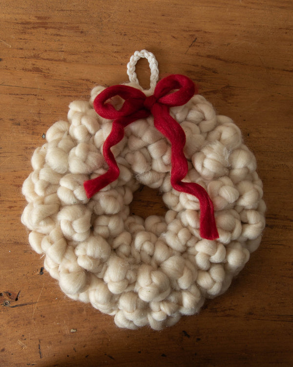 Cream Wool Wreath - Lone Fox