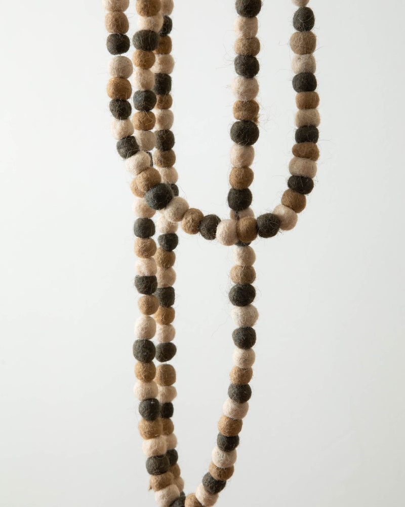 Cream/Brown Wool Felt Ball Garland - Lone Fox