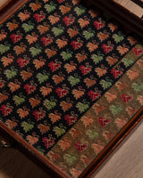 Cross Stitch Maple Leaf Serving Tray, Glass & Wood, 1970's - Lone Fox