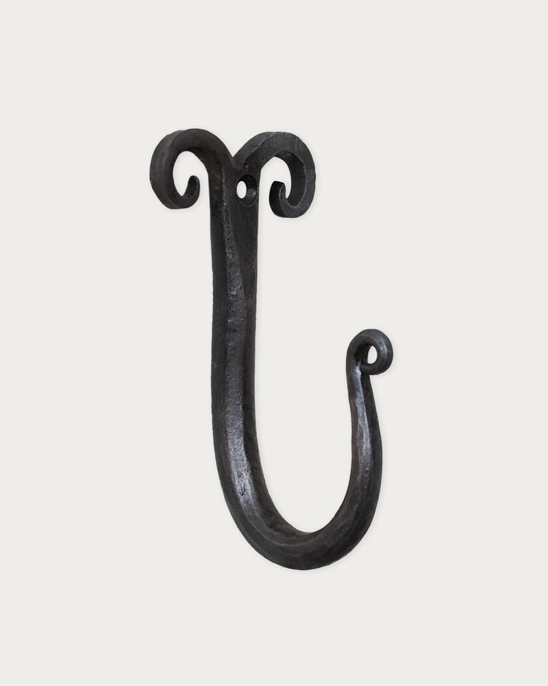 Curled Top Wrought Iron Wall Hook - Lone Fox