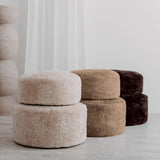 Curly Sheepskin Ottoman Large: Brown - Lone Fox
