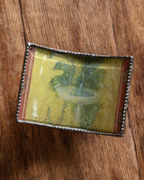 Curved Glass Decoupage Tray with Metal Trim - Lone Fox