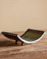 Curved Glass Decoupage Tray with Metal Trim - Lone Fox