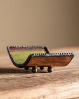 Curved Glass Decoupage Tray with Metal Trim - Lone Fox