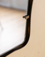 Curved Italian Brass Frame Wall Mirror, Manner of Fontana Arte, 1950s - Lone Fox